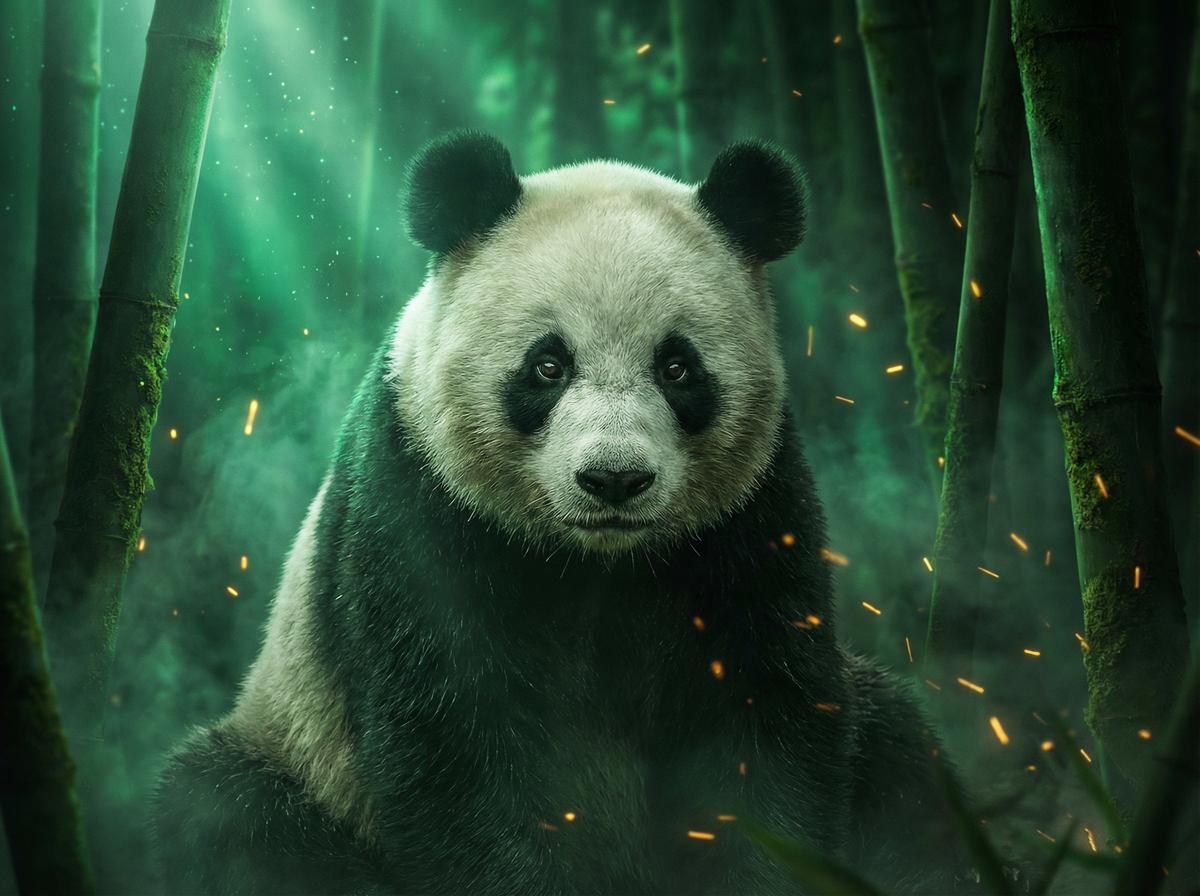 网红-熊猫幼崽竹林嬉戏视频